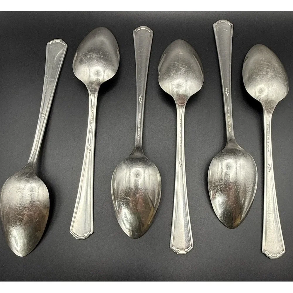 Vintage Oneida Wm A Rogers Silverplate Place Spoon Avenue Pattern 1939 Set Of 6